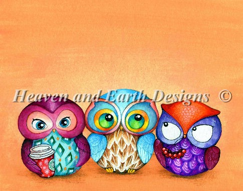 Mini Autumn Owl Trio - Click Image to Close
